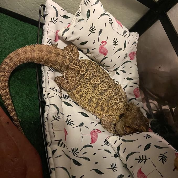 Bearded Dragon Hammock Lizard Hammock Reptile Bed with Pillow Lizard Habitat Soft and Warm Small Animal Sleeping Bag Set…