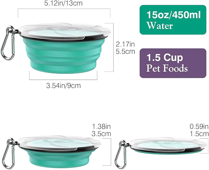 Pawaboo Collapsible Dog Bowls 2 Pack & Pet Carrier Backpack S Size