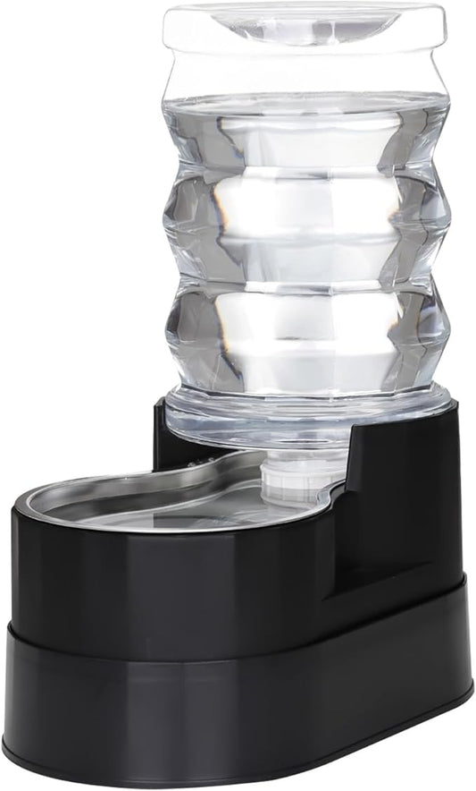 RIZZARI Stainless Steel Water Feeder: 7L Black Large Capacity & Automatic Gravity Dispenser - Elevated Anti-Spill Design for Senior Dogs with Spinal Issues - Garage Garden Use