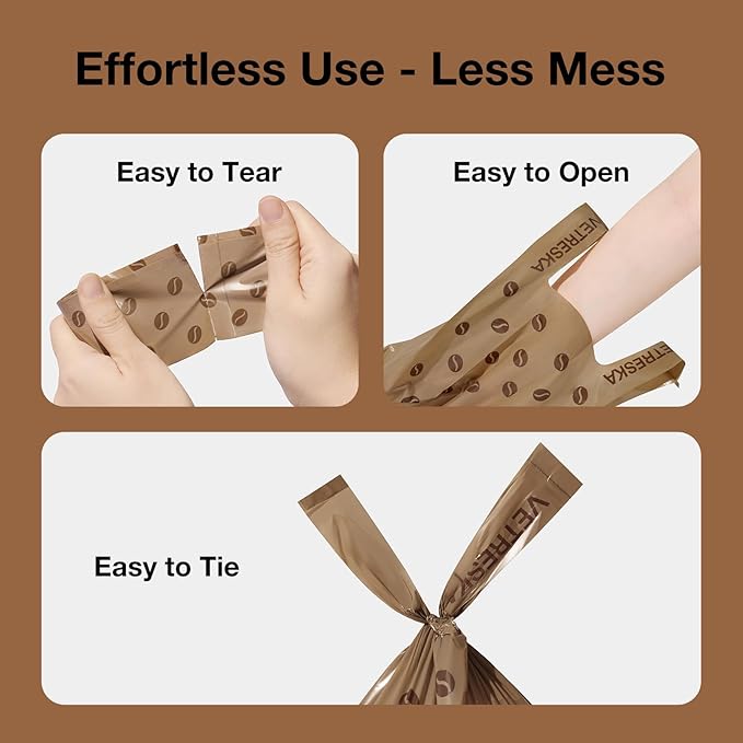 VETRESKA Dog Poop Bags with Handles 450 Count, Coffee Scented Waste Bags, Leak-Proof Thick Dog Bags for Poop, Easy-Tie Large Poop Bags, 30 Refill Rolls with 1 Dispenser for Dog Walking Cat Litter