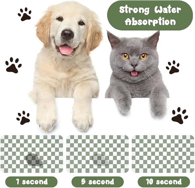 Dog Food Mats for Floors Waterproof, Pet Water Bowl Mats Pet Feeding Absorbent Placemats Plaid 12 * 20 inch