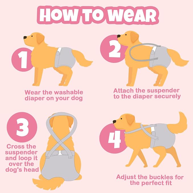 Pet Soft Dog Diapers Female with Suspenders, 3 Pack Reusable Female Dog Diapers for Heat, Dog Period Panties for Doggie in Cycle(X-Small, Floral)