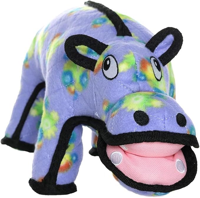 TUFFY - World's Tuffest Soft Dog Toy - Zoo Hippo - Squeakers - Multiple Layers. Made Durable, Strong & Tough. Interactive Play (Tug, Toss & Fetch). Machine Washable & Floats. (Regular)