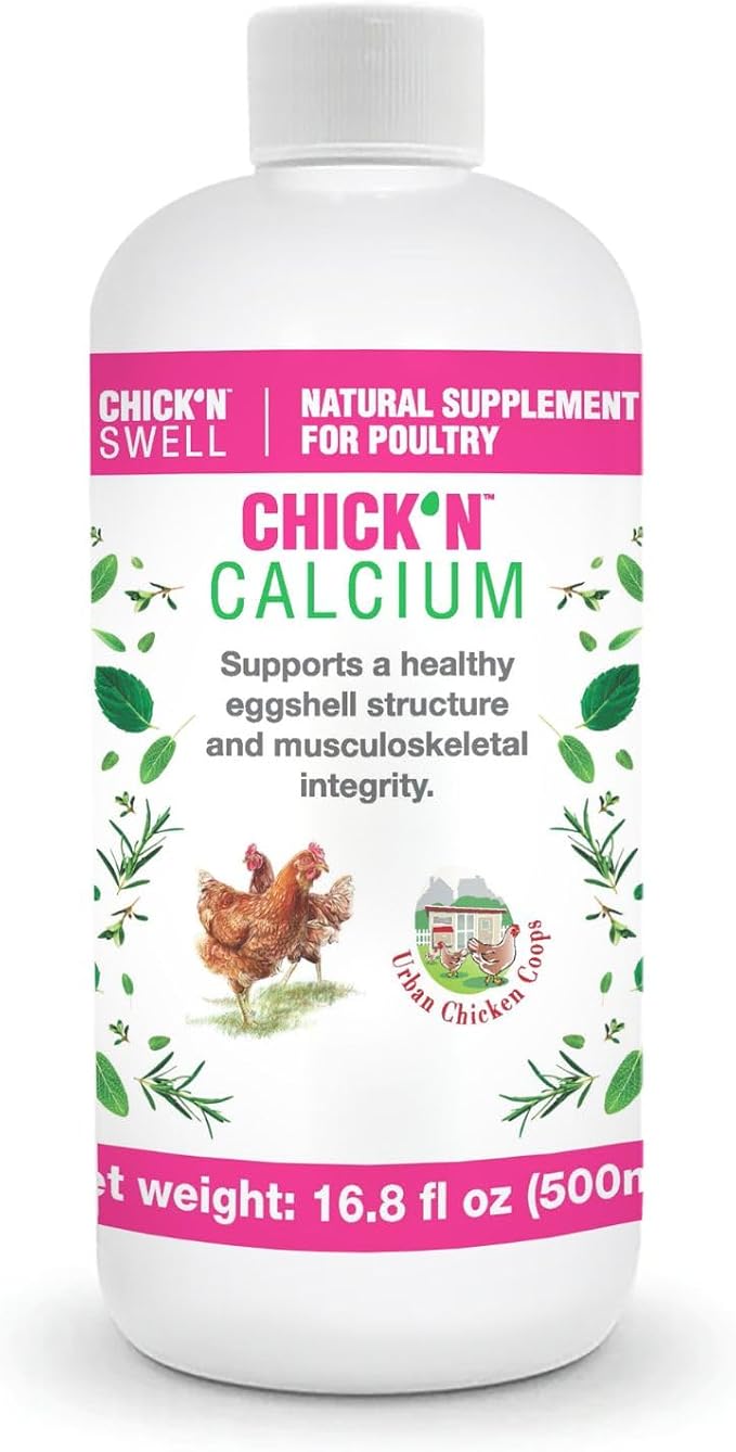 Premium Poultry Calcium Supplement for Bone Health & Egg Production-Chick’N Calcium from Chick’N Swell Brand- for All Poultry. 16.8 oz