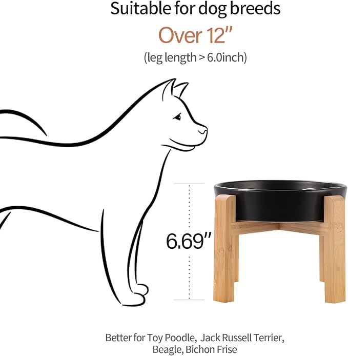 Black Ceramic Dog Bowl Slow Feeder for Medium and Large Breed,Elevated/Raised 1.5 Cup 8.26 in Slow Feeding Bowl,Puzzle Dog Food Bowl for Fast Eater,Maze Dish for Fast Eater