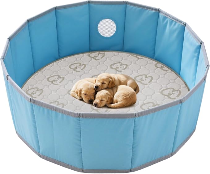 FXW Washable Pee Pads for Dogs, Leak-Proof & Non-Slip, Specifically Designed for Whelping Box, 39" Round, Khaki, 1 Pack