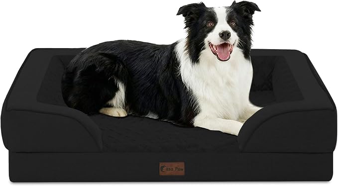 Orthopedic Dog Beds for Medium Sized Dogs 35x22 Inch, Medium Waterproof Memory Foam Dog Sofa Bed with Removable Washable Cover Pet Couch with Bolster, Black