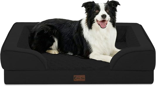 Orthopedic Dog Beds for Medium Sized Dogs 35x22 Inch, Medium Waterproof Memory Foam Dog Sofa Bed with Removable Washable Cover Pet Couch with Bolster, Black