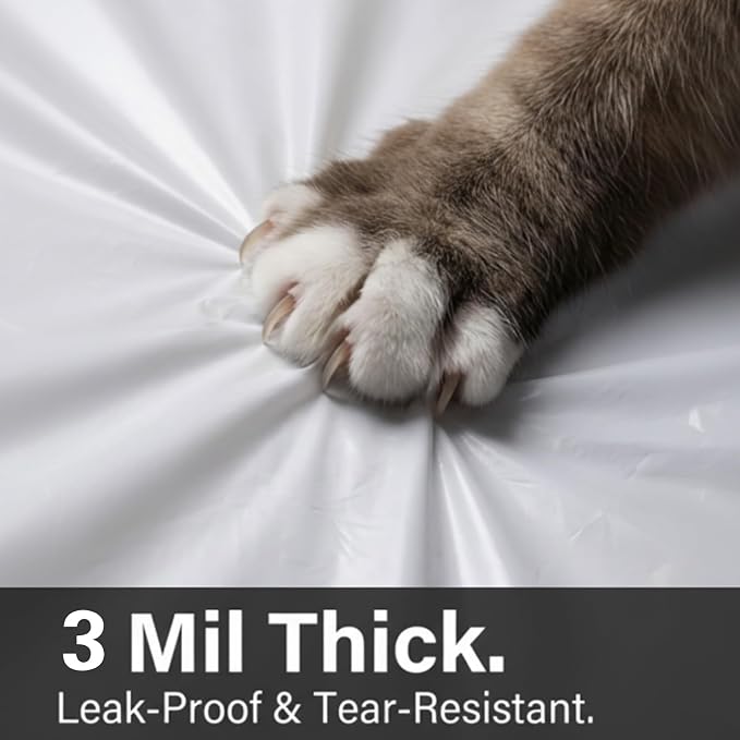 48 Pack Super Jumbo Cat Litter Bags - 3MIL Extra Thick Leakproof Litter Box Liners, 46"x18" Heavy Duty Drawstring Cat Litter Liners, Odor Control Disposable Kitty Litter Bags 6 Roll