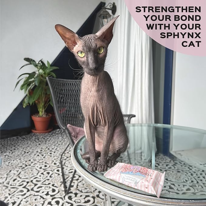 Wet Wipes with Panthenol for Sphynx & Shorthair Cats — 5Pack/75Count Pack, Hypoallergenic Dander & Odor Grooming Wipes