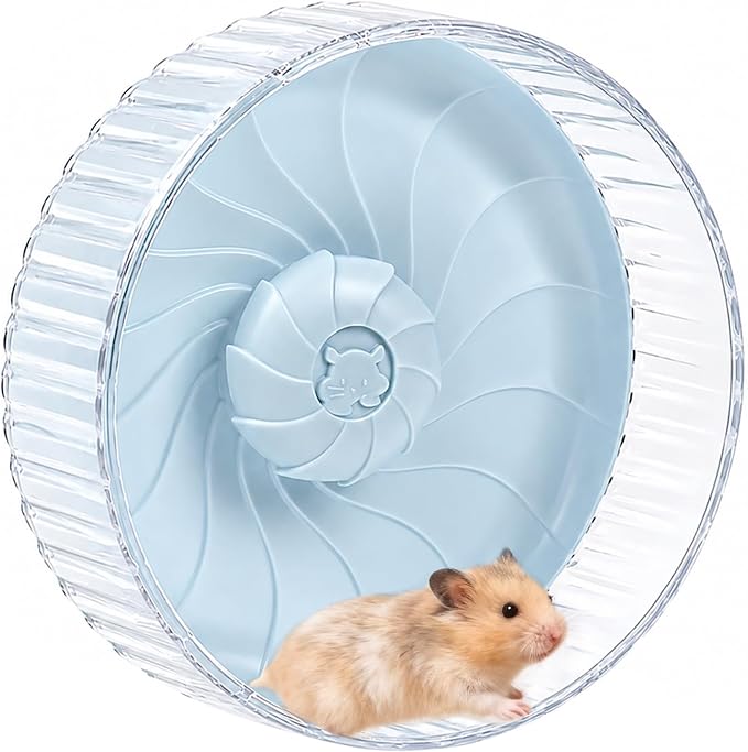 Silent Hamster Wheel, 8in Hamster Wheel No Stand, Double-Bearing Quiet Spinner for Syrian Hamsters, Hedgehogs, Mice & Small Pets, Blue