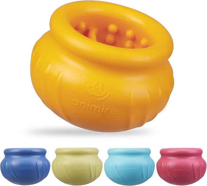 Wobbly Dog Enrichment Lick Toy, Stuffable Frozen Lick Bowl to Keep Dogs Busy, Long-Lasting Interactive Treat Dispensing Dog Toy, Silicone Fetch Catch Chew Toy(Orange,L)