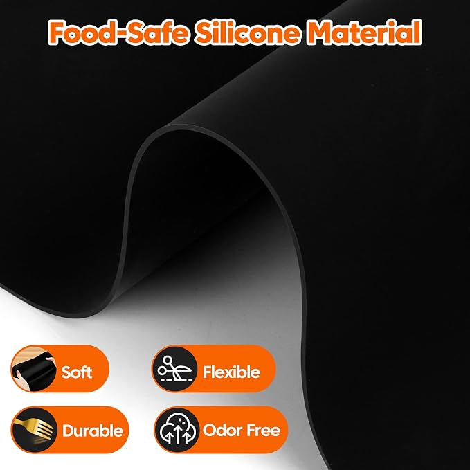 120" x 24" Extra Long Kitchen Island Protector, Silicone Countertop Mat for Large Islands, Heat Resistant Waterproof Countertop Protection, Food Safe Non-Slip Silicone Surface, Black