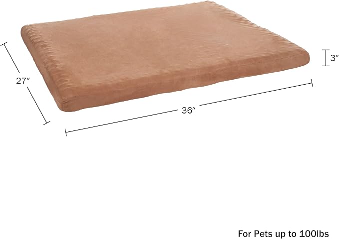 PETMAKER Dog Bed with Removable Cover – 44x35 Pet Bed - 3-Inch Egg Crate Style Foam Orthopedic Dog Mattress, Microsuede, and Non-Slip Crate Pad (Clay)