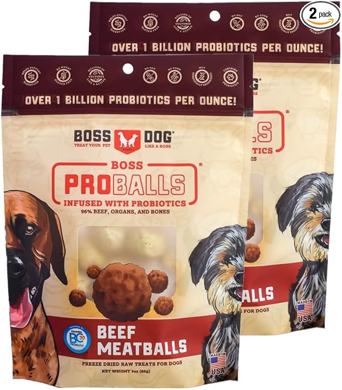 Boss Dog Boss Proballs Meatball Treats for Dogs & Cat, Beef Recipe, 3 oz Bag (Bag of 2)