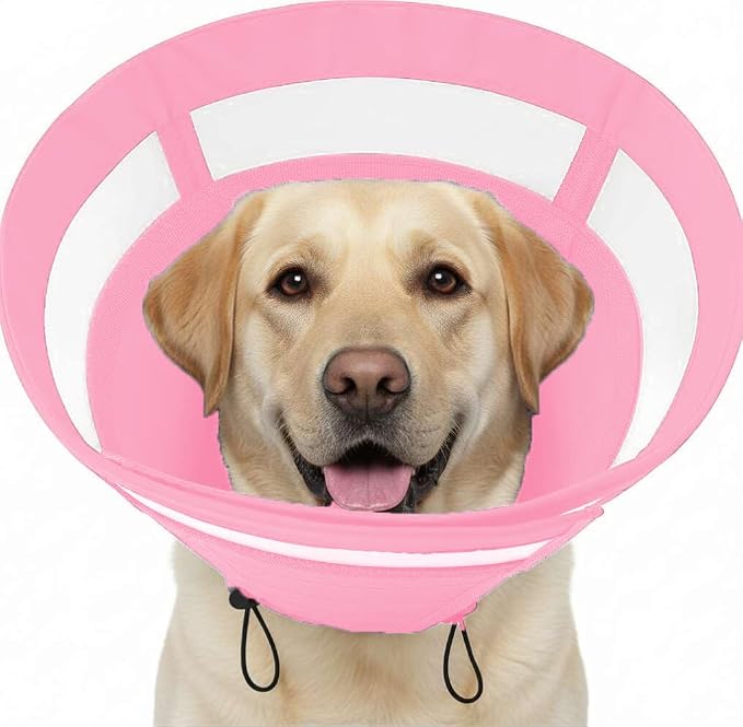 SAWMONG Soft Cone for Dogs – Extra Large Dog Recovery Collar, Adjustable E-Collar to Stop Licking After Surgery (XL, Pink)