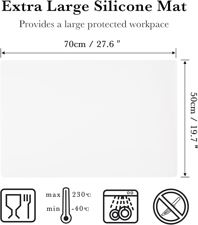 Gartful Oversize Translucent Silicone Mat, Countertop Protector, 27.6 x 19.7 inches Silicone Sheet for Crafts Resin Jewelry Casting Mat Pad Nonstick Table Placemat