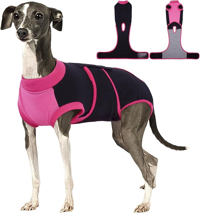 Kuoser Recovery Suit for Dogs After Surgery, Soft Dog Surgery Suit Female Male, Breathable Pet Surgical Recovery Shirt, Anti Licking Dog Onesie for Abdominal Wounds Cone Alternatives, Black L