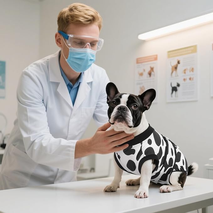 Kuoser Recovery Suit for Dogs Cats After Surgery, Professional Pet Recovery Shirt Dog Abdominal Wounds Bandages, Substitute E-Collar & Cone,Prevent Licking Dog Onesies Pet Surgery Recovery Suit