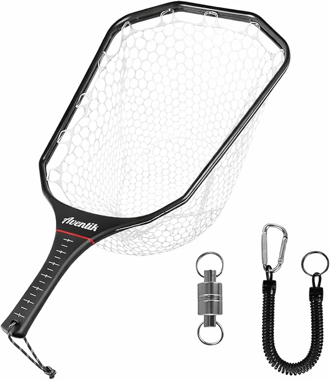 Aventik Fly Floating Fishing Net Carbon Fiber Landing Trout Net Light Weight Clear Rubber Ghost Net Catch & Release