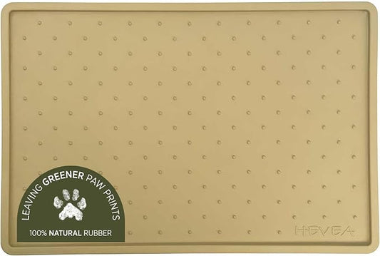 Hevea Dog Feeding Mat in Natural Rubber - Non Slip and Waterproof - Vegan, Plastic and Silicone Free Rubber Mat for Dog Bowls (Hunter Green)