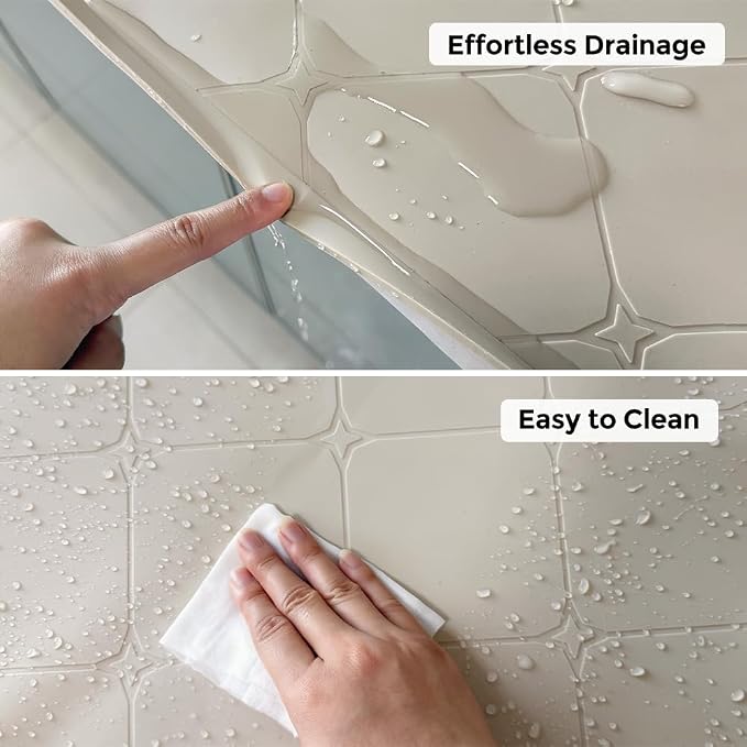 34" x 22" Under Sink Liner and Protector for Bottom of Kitchen Sink Beige, Waterproof Under-Sink Organizers Sink Mat Protectors, Flexible Silicone Drip Tray Pet Food Mats