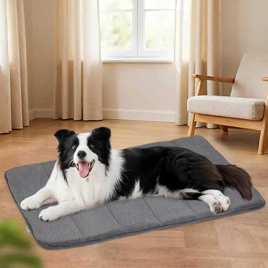 Dog Crate Pad for Large Dog - 35"x23" Memory Foam Dog Bed, Washable & Anti-Slip Dog Bed Mat, Ultra Soft Kennel Pad for Dogs Cozy Sleeping Mat, Grey