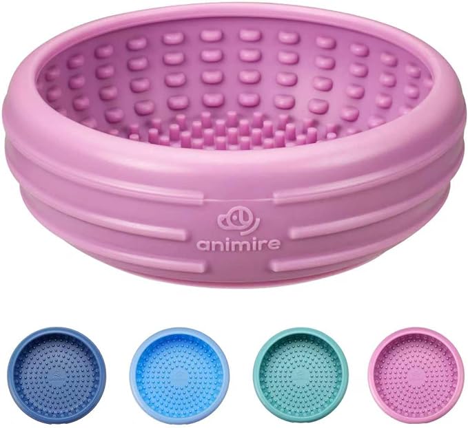 Dog Lick Bowl, Animire Freeze Lick Mat for Dogs, Non-Slip Slow Feeder Licking Bowl Enrichment Treat for Distraction Anxiety Relief, Food Grade Silicone, Dishwasher Safe(Pastel Purple,S)