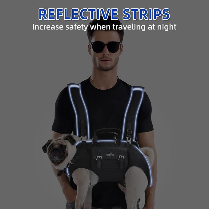Wakytu Dog Backpack Carrier for Dogs,Dog Lift Harness,Adjustable Padded Breathable Straps for Dogs, Disabled, Joint Injuries, Arthritis,M