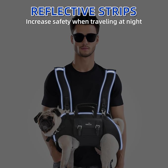 Wakytu Dog Backpack Carrier for Dogs,Dog Lift Harness,Adjustable Padded Breathable Straps for Dogs, Disabled, Joint Injuries, Arthritis,L