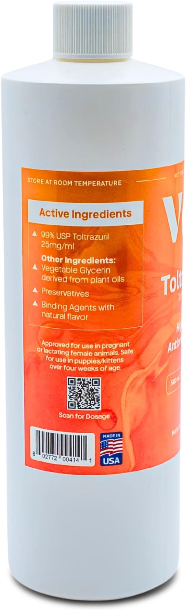 Toltrazuril 2.5% for Horses, Dogs, Cats, 500mL/16.9 Ounce, for Non-Food Chain Animals