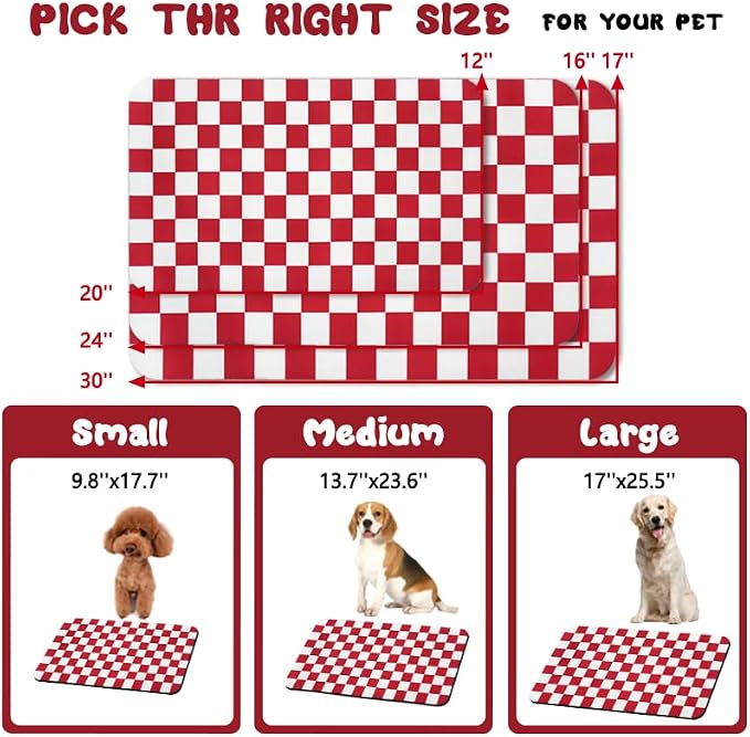 Dog Food Mats for Floors Waterproof, Pet Water Bowl Mats Pet Feeding Absorbent Placemats Plaid 24 * 32 inch