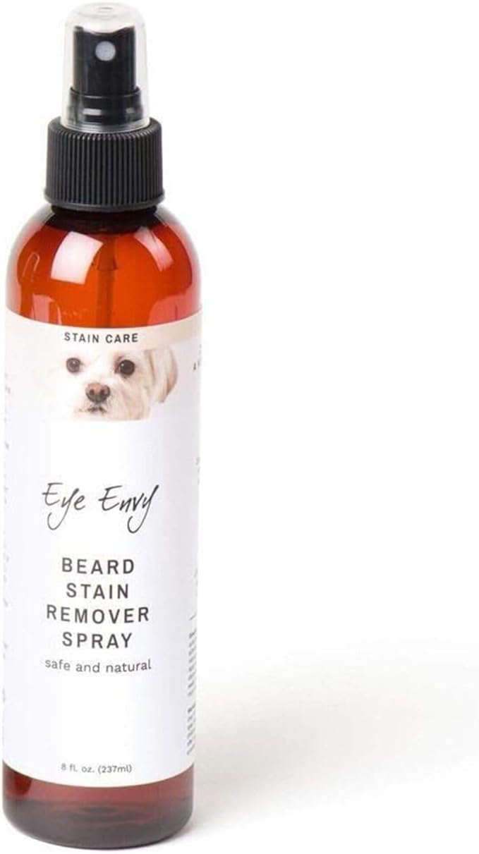 Eye Envy Beard Stain Remover Spray for Dogs/Cats. Natural, Safe. Remove Stains from Drooling, Saliva, Food, Runoff from Tearing. Removes Odors. Keeps Dog Beards Clean. 4oz