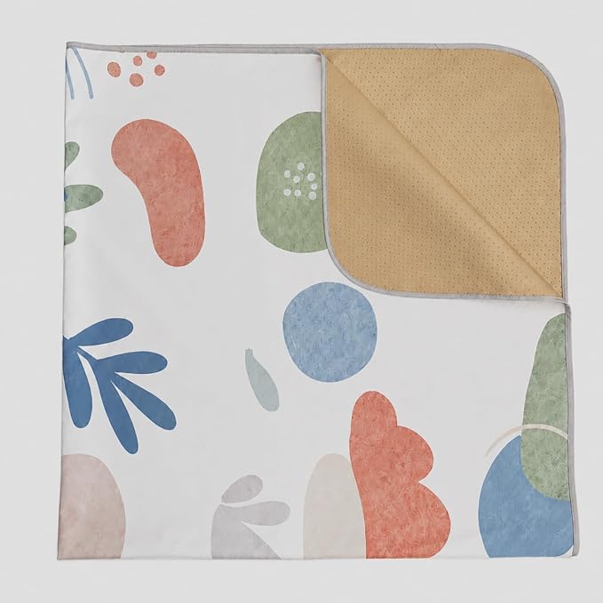 Baby Splat Mat for Under High Chair, 51"x51" Waterproof Non-Slip Floor Mat | Reusable Polyester Surface, Easy Daily Cleanup for Crumbs and Spills, Machine Washable for Deeper Cleaning