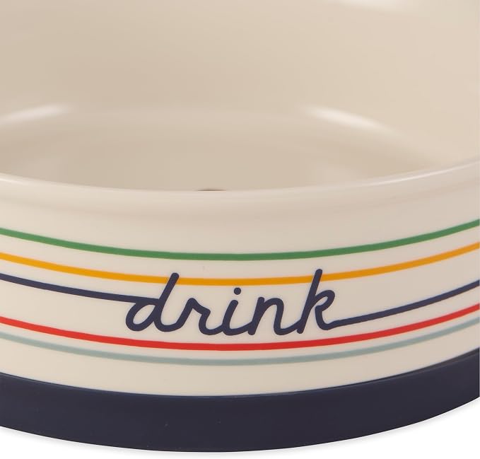Bone Dry Ceramic Food Bowls, Non-Slip & Dishwasher Safe, Large Set, 7.5x2.4 Eat/Drink