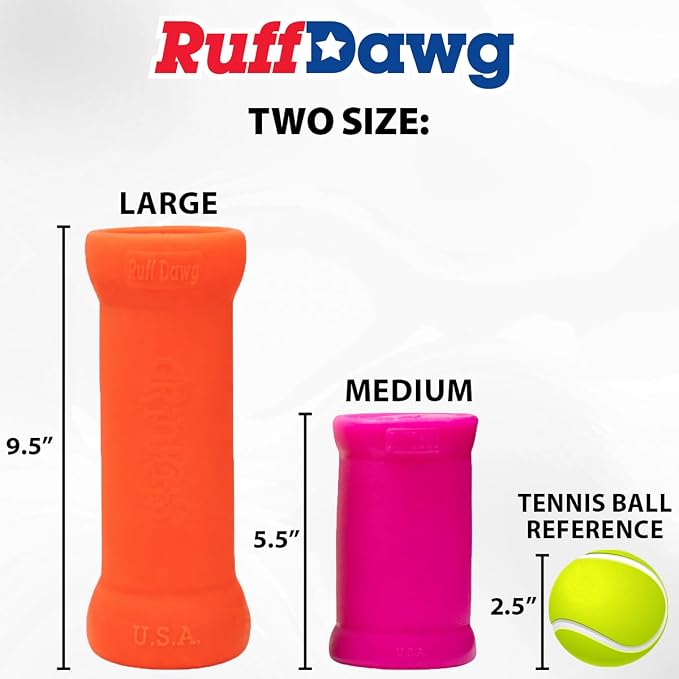 Ruff Dawg Crinkit Medium 5.5” (1 PC) – Rubber Crunch Dog Toy with Replaceable Bottle – Interactive Chew for Small to Medium Dogs – Made in USA – Assorted Neon Colors