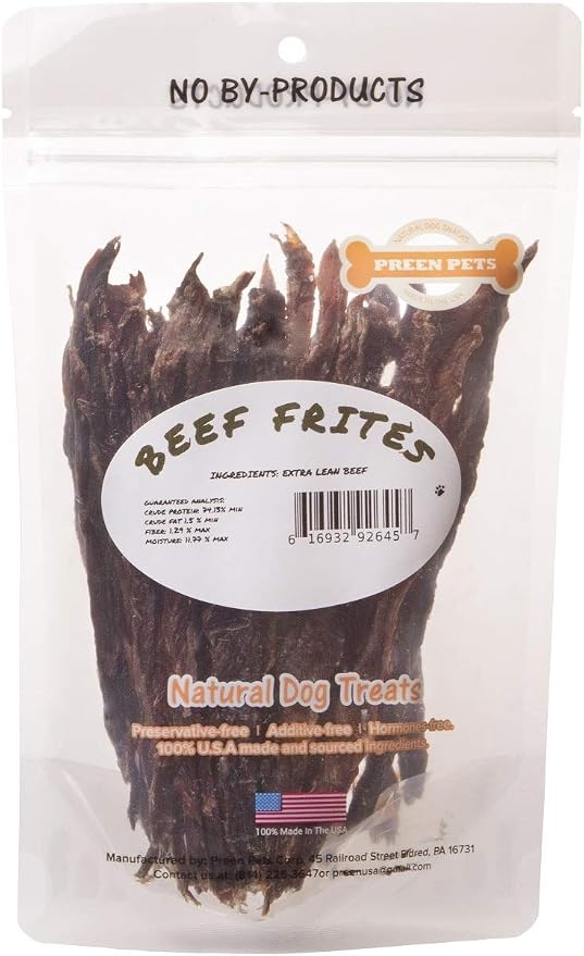 Preen Pets Beef Frites Dog Treats - 100% USA Sirloin Beef (1 Pound)