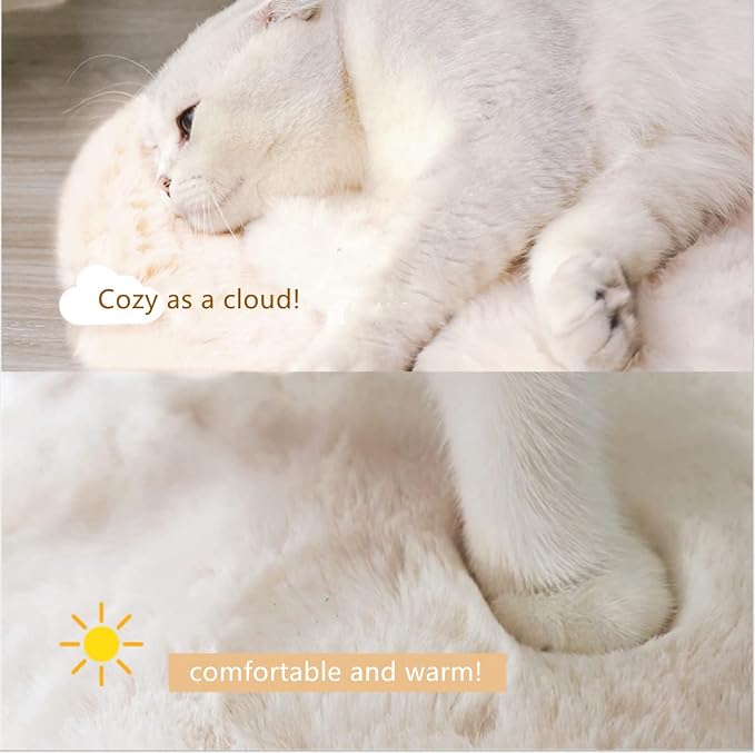 SHENGOCASE 2-Pack 10"x 20" Faux Rabbit Fur Cat Dog Bed Cushion Pad Mat, Cat Tree Tower Replacement Cushion for Window Perch Carrier House Cage Crate Kennel