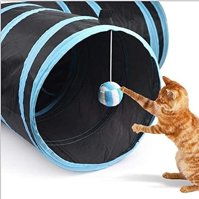 Alnicov Cat Tunnel Toy 3 WayT-Shaped Cat Tunnel Toys Outdoor Collapsible Crinkle Pet ToyLarge Indoor Foldable Play Tunnel Tubes