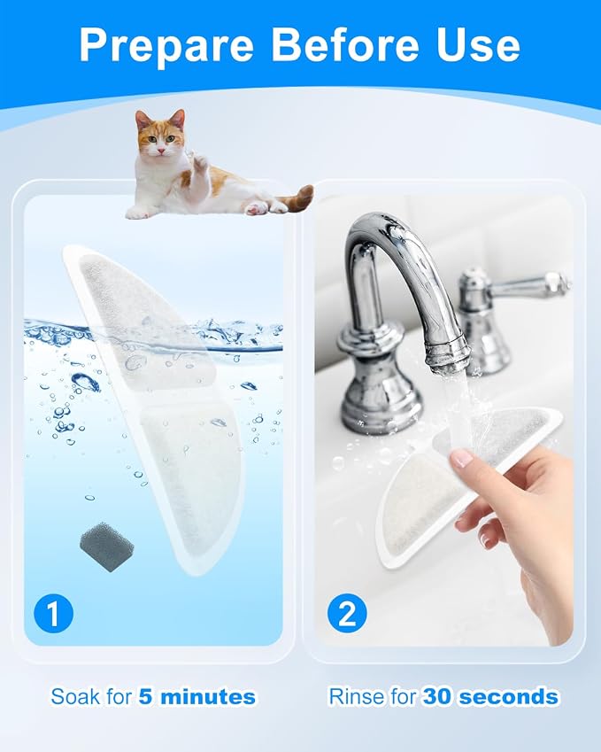 12+12 Pack Cat Water Fountain Filter Compatible with LIPPUP 3.2L Stainless Steel Cat Water Fountain, Replacement Filters for 6 Months, Activated Carbon & Ion Exchange Resin