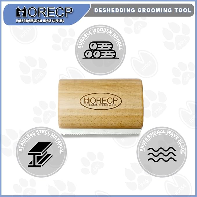 4in Deshedding Grooming Tool for Horses, Dogs & Cats, Horses Brush Durable Curry Comb for All Hair Types,Pet Hair Removal Tool