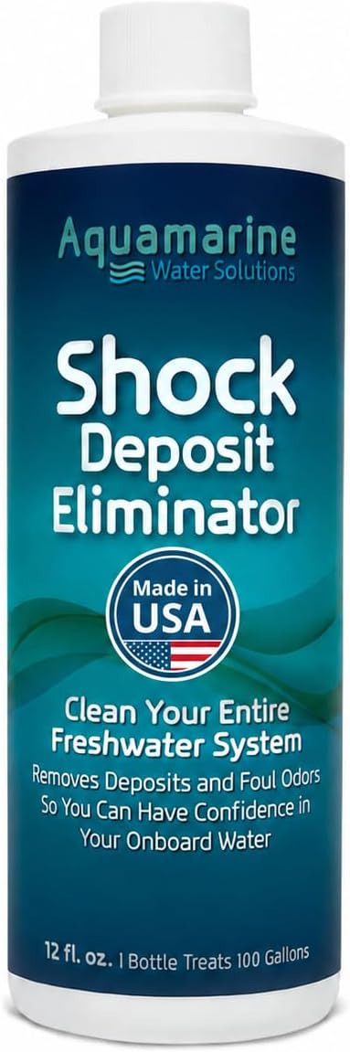 Aquamarine Water Solutions – Shock RV & Boat Water Tank Deep Cleaner and Deodorizer – Treats, Maintains Boat, RV & Household Fresh Water Systems – Ideal for Use Following Seasonal Storage – 12 Fl Oz