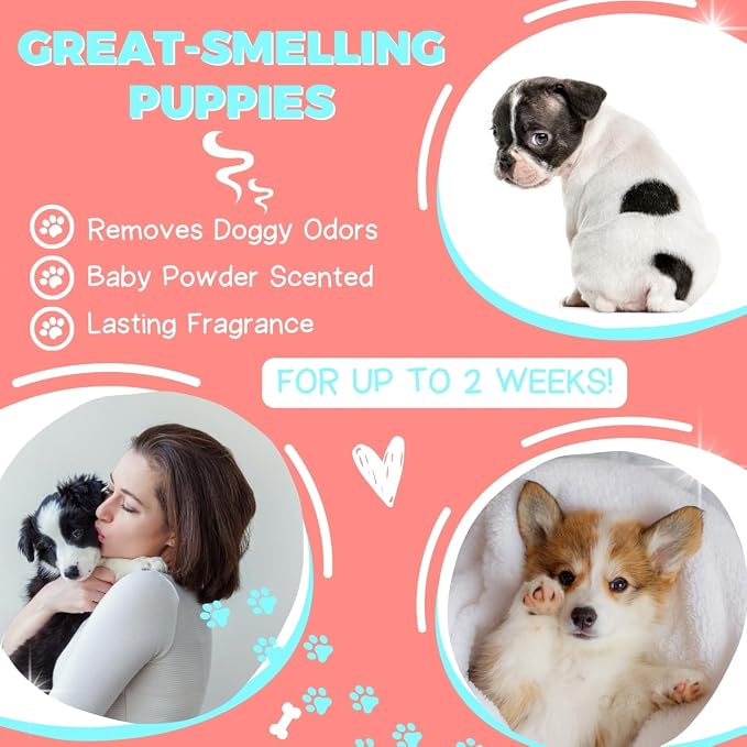Puppy Grooming Natural Dog Shampoo and Conditioner with Aloe Vera, pH balanced Shampoo for Dogs, Tear-Free, Moisturizing Dog Shampoo for Sensitive Skin - 26.4 Oz