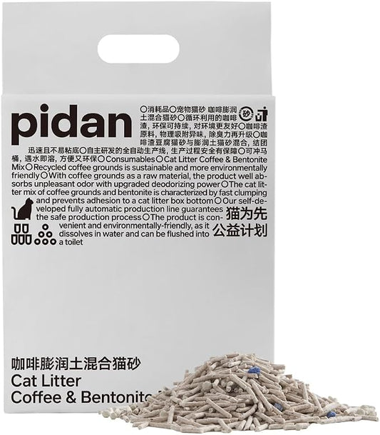pidan Tofu Cat Litter with Recycled Coffee Grounds,Clumping,Flushable,Plant Based Litter,Ultra Absorbent and Fast Drying, 100% Natural Ingredients Litter,Dust-Free,Less Scattering（5.3lb/Bag×1bags）