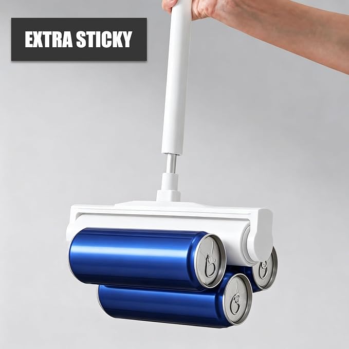Extra Sticky 9.45'' Giant Lint Roller,360 Sheets (4 Refills) Large Surface Pet Hair Remover with Long Handle for Couch, Carpet, Furniture & Floor (1 Roller + 360 Sheets)