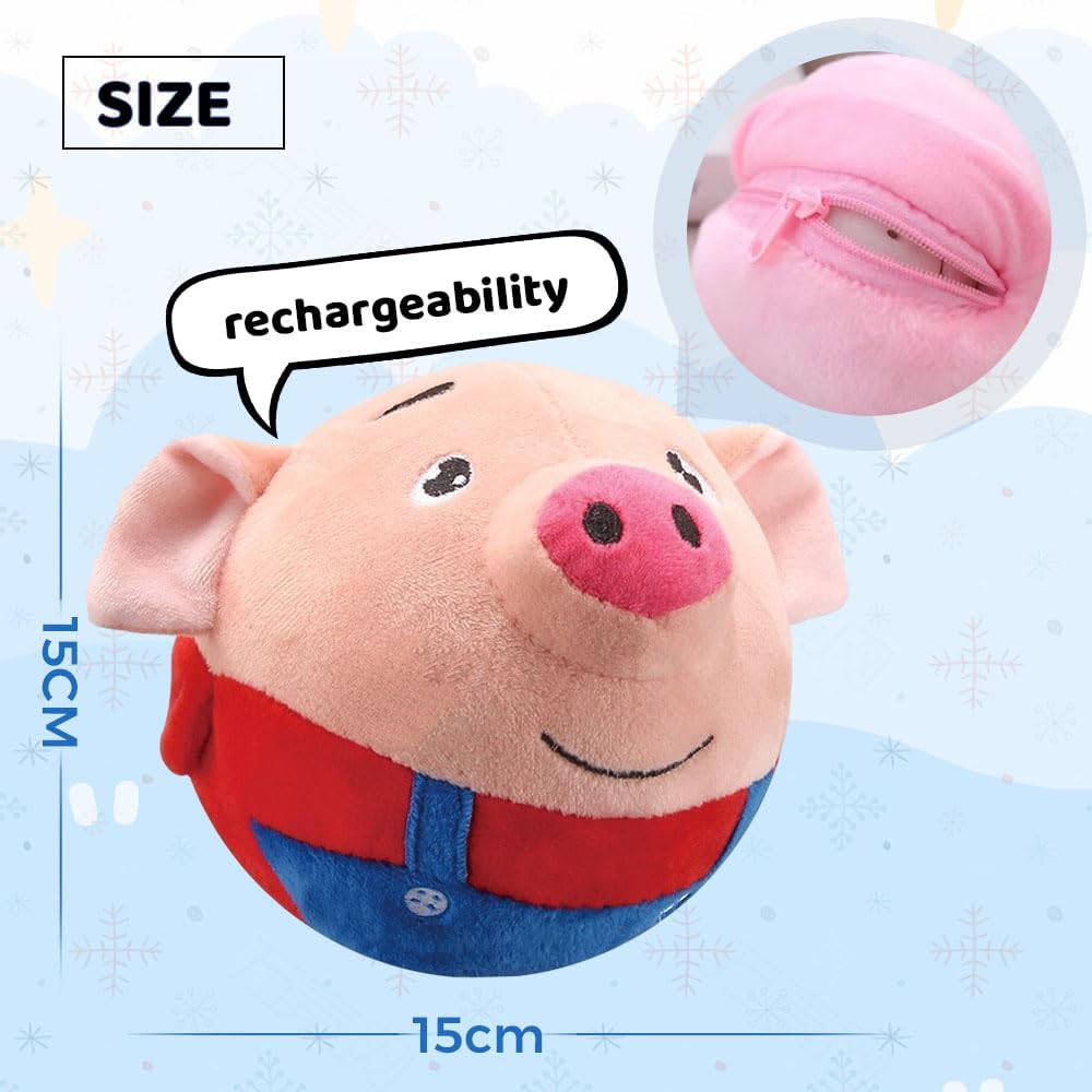 2024 Upgrade Pet Plush Ball - Active Squeaky Moving Dog & Bouncing for Boredom Relieving Dog Pig Interactive Plush Toy