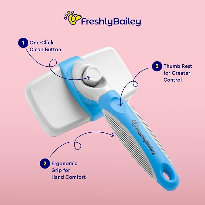 Self Cleaning Slicker Brush and Deshedding Tool For Short Haired Cats and Dogs