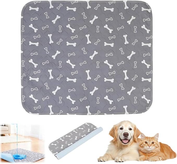 Puppy Pads with Pheromones,Washable Puppy Pee Pads for Dogs,Reusable Puppy Pads Washable for Dogs & Cats, Washable,Durable Leak-Proof & Anti-Slip Pet Training Pads for Home & Trave(Gray,L)