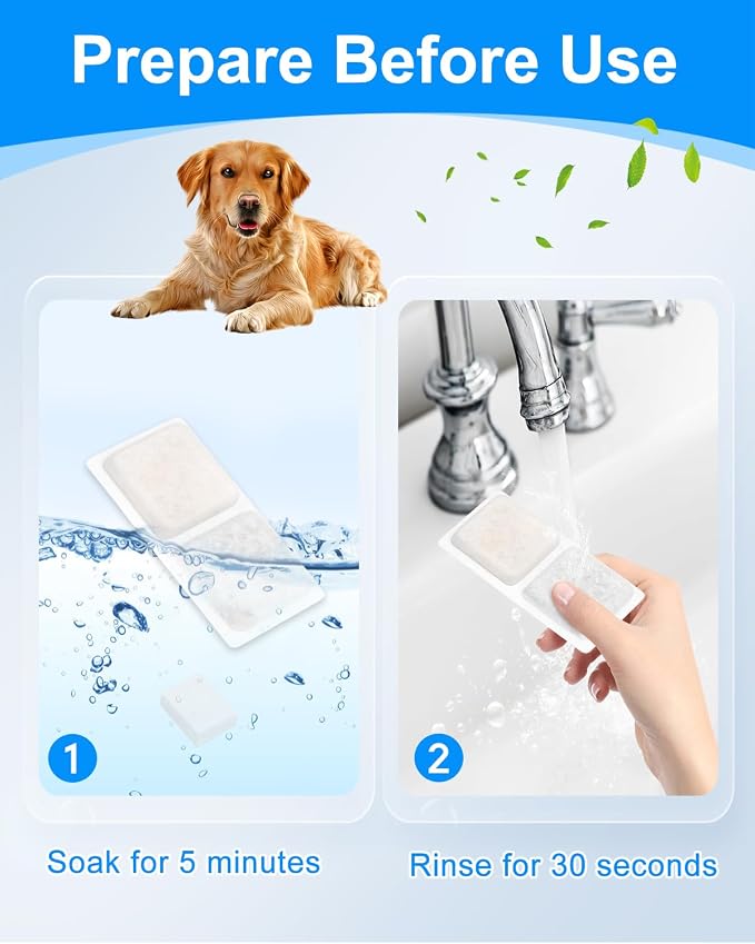 12+12 Pack Dog Water Fountain Filter Compatible with ECOCONUT 3.4Gal/13L Stainless Steel Large Pet Fountain, Activated Carbon & Sponge Filter for Cat Dog Water Bowl Dispenser