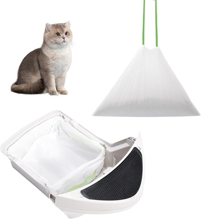 PETOCAT Cat Litter Liner Bags Compatible with Litter Box Robot 3, 4 and Most Self-Cleaning Litter Boxes, 67 Count drawstring Kitty Automatic Waste Drawer Liners, Disposable Pet Trash Replacement Bags